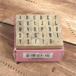 STUDIO G V55731 MINI ALPHABET WOOD MOUNT RUBBER STAMP SET OF 30 CAPITAL LETTERS